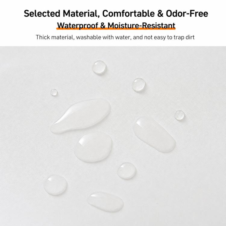 White waterproof fabric with visible water droplets, durable protective cover material