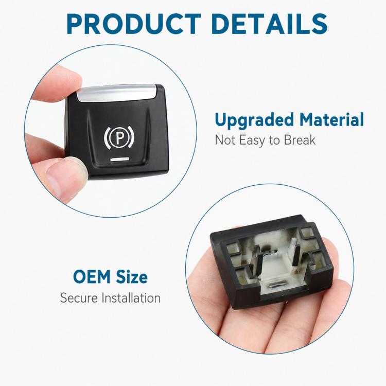 Electronic parking brake button replacement with black face and internal connector housing