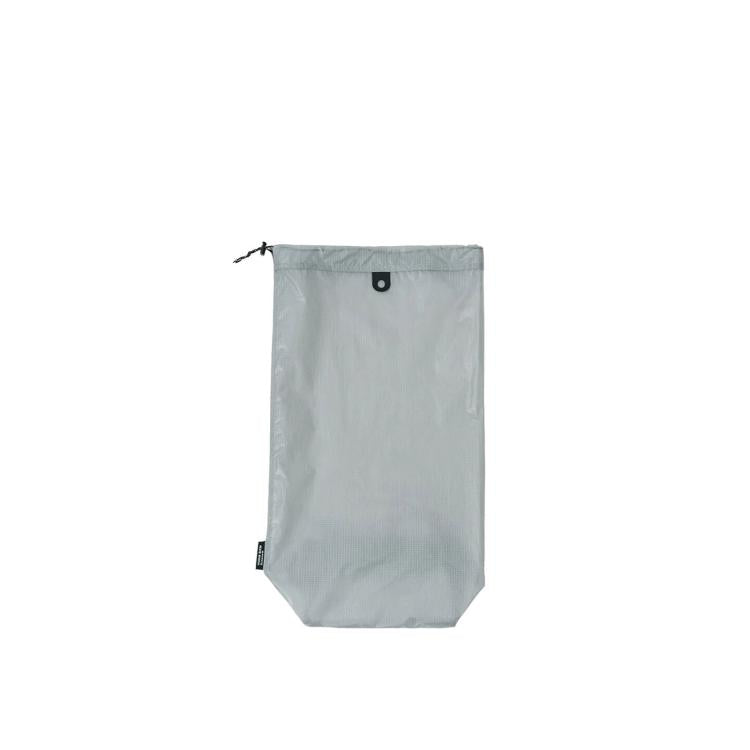 Waterproof drawstring shoe storage pouch in grey, with top grommet and Hypalon loop