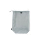 Waterproof drawstring shoe storage pouch in grey, front view with top grommet