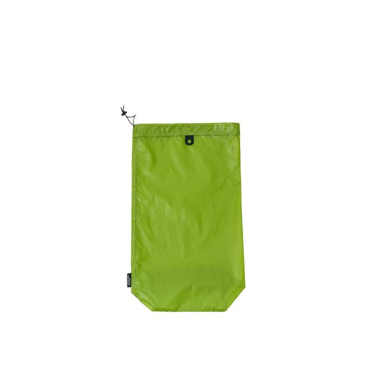 Waterproof drawstring shoe storage pouch in green, with grommet and Hypalon loop