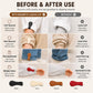 Magnetic hem clip pair shown next to before-and-after cuff and hem visuals