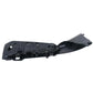 Black car seat side bracket cover panel, underside view with clips and slots