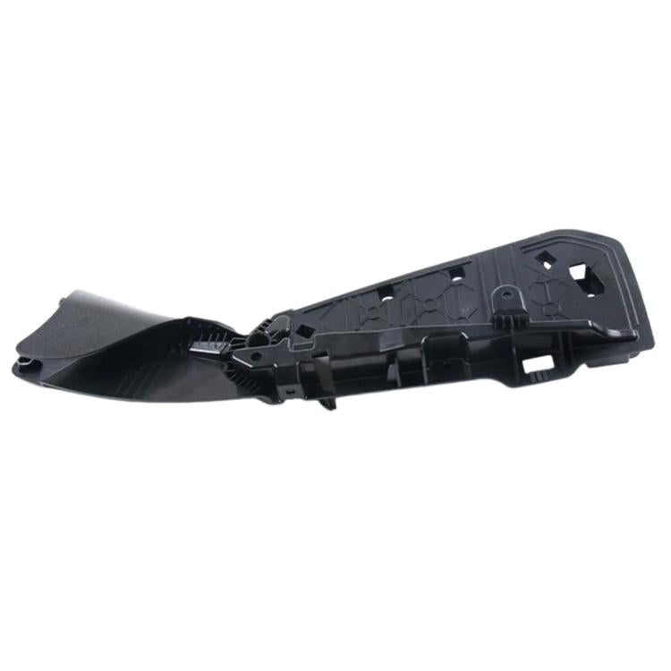 Black car seat side bracket cover panel, top housing with attachment points