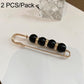 Black pearl safety pin waist tightener clips with gold-tone beads, 2-pack