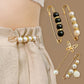 Assorted pearl safety pin waist tightener clips with gold-tone charms, set of 3