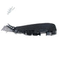 Black seat side bracket cover with metal mounting bracket and release clips