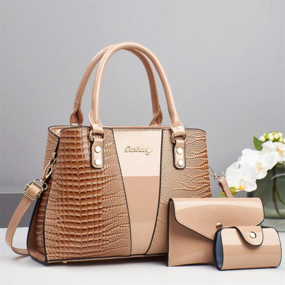 3pcs /Set Crocodile-Patterned Tote Shoulder Bag