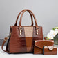 3pcs /Set Crocodile-Patterned Tote Shoulder Bag