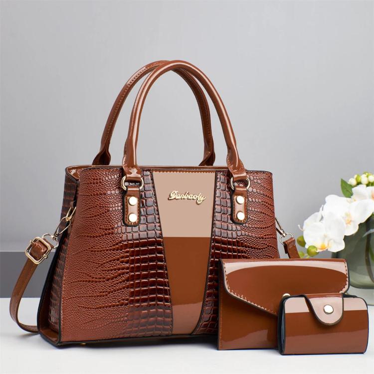 3pcs /Set Crocodile-Patterned Tote Shoulder Bag