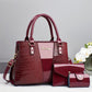 3pcs /Set Crocodile-Patterned Tote Shoulder Bag