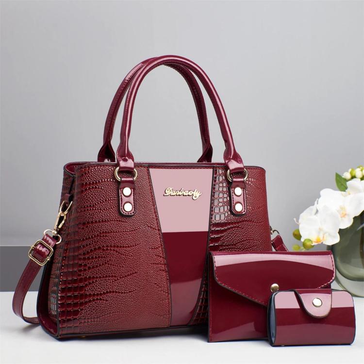 3pcs /Set Crocodile-Patterned Tote Shoulder Bag
