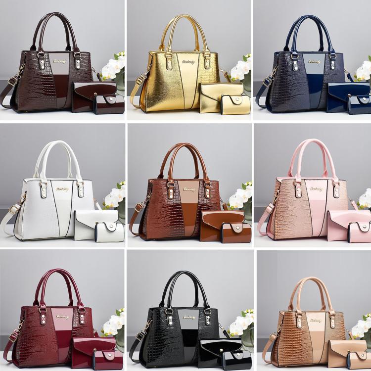 3pcs /Set Crocodile-Patterned Tote Shoulder Bag