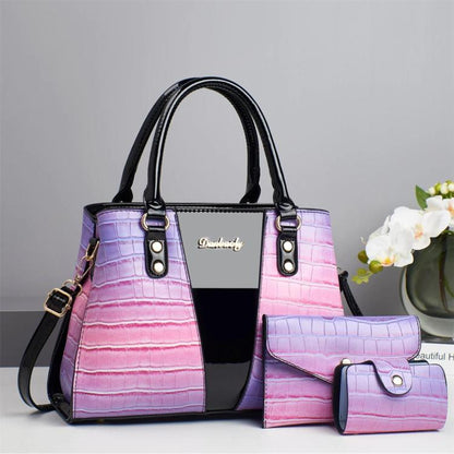 3pcs /Set Crocodile Pattern Color-Changing Large Capacity Shoulder/Handbag