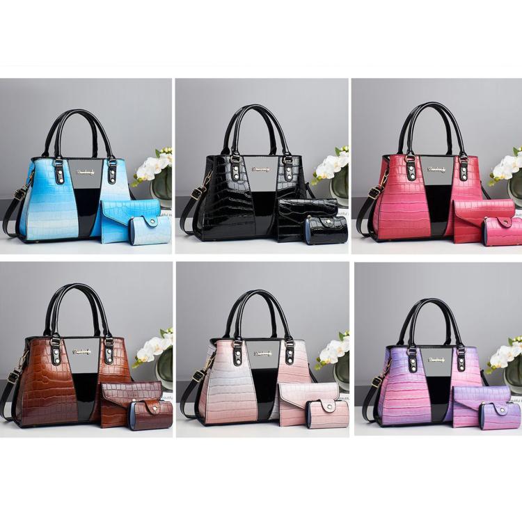 3pcs /Set Crocodile Pattern Color-Changing Large Capacity Shoulder/Handbag
