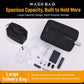Large black water-resistant toiletry bag with interior mesh divider and pockets