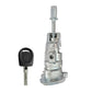 Car door lock cylinder with black key fob and metal lock housing