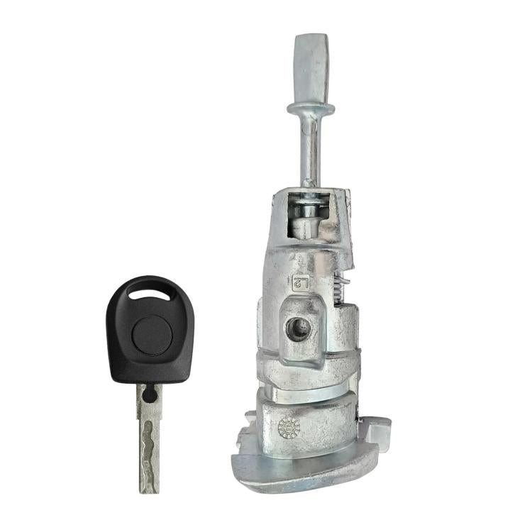 Car door lock cylinder with black key fob and metal lock housing