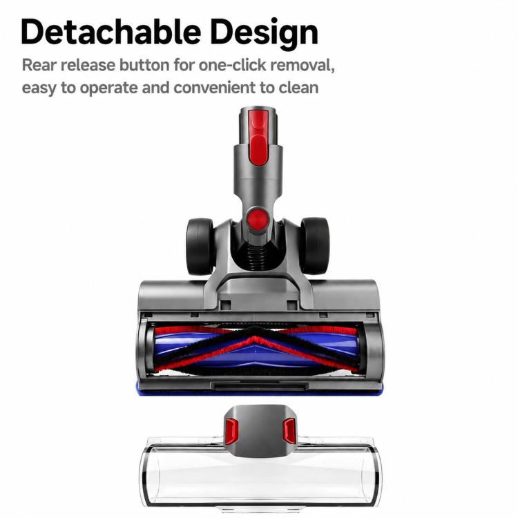 Vacuum cleaner head attachment with detachable transparent cover and blue roller brush