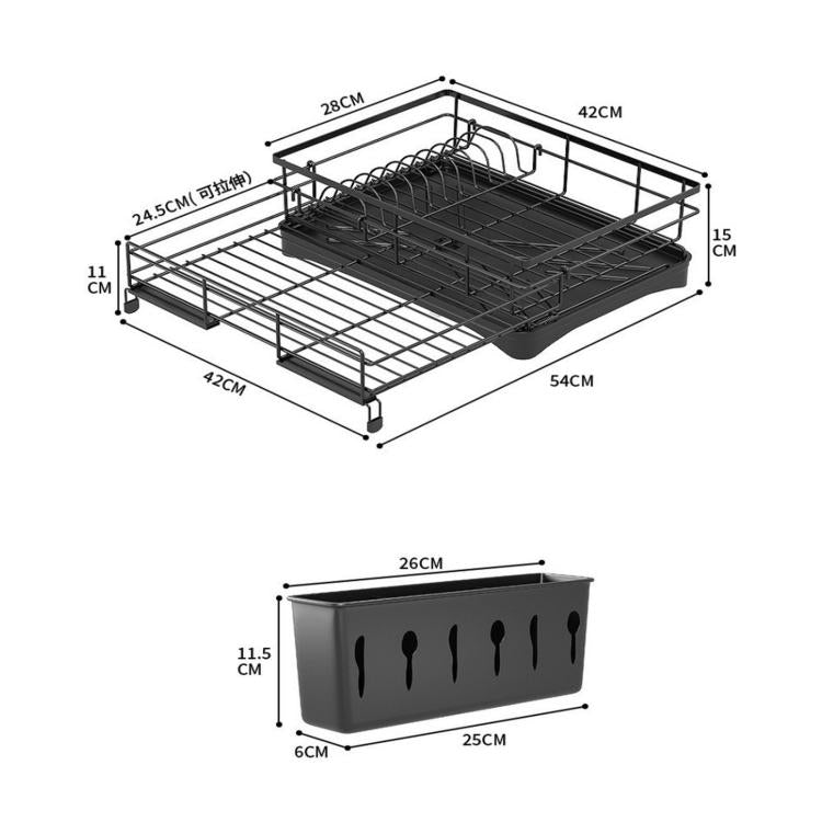 Expandable Dish Drying Rack With Drainboard Countertop Dish Strainer Rack With Cutlery Holder