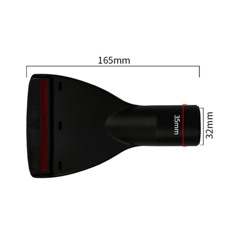 Vacuum upholstery tool attachment with red brush strip and 165 mm length