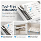 White under-sink slide-out organizer tray with vented base and adhesive strips