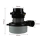 Motor assembly dimensions: 143mm wide, 119mm tall, 43mm outlet