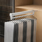 Extendable top-mount closet hanger rail, white bar with black hooks for pants/scarves