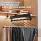 Pull-out closet hanger rail with hook row under a shelf, black finish