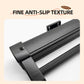 Anti-slip textured end section of pull-out closet rail, black metal