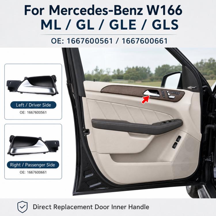 Car door interior panel featuring a door handle controller assembly by the handle