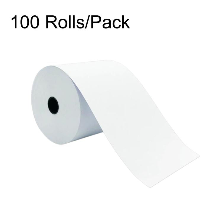 Thermal receipt paper roll, 100 rolls/pack, white thermal paper with core
