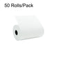 Thermal receipt paper roll, 50 rolls/pack, white roll with paper sheet