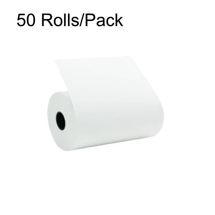 Thermal receipt paper roll, 50 rolls/pack, white roll with paper sheet