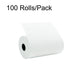 Thermal receipt paper roll, 100 rolls/pack, white roll with paper sheet