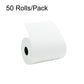 Thermal receipt paper roll, 50 rolls/pack, white roll with paper sheet