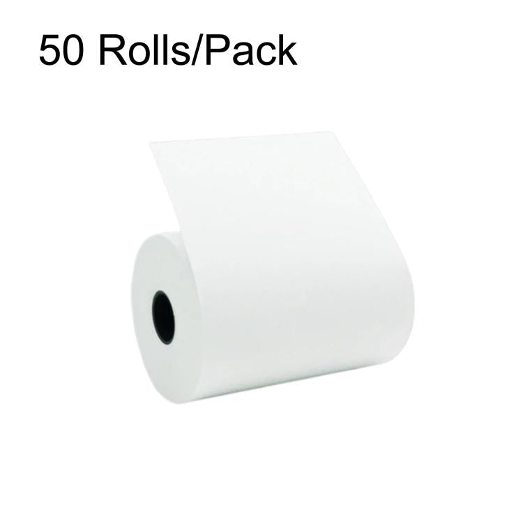 Thermal receipt paper roll, 50 rolls/pack, white roll with paper sheet