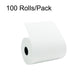 Thermal receipt paper roll, 100 rolls/pack, white roll with paper sheet