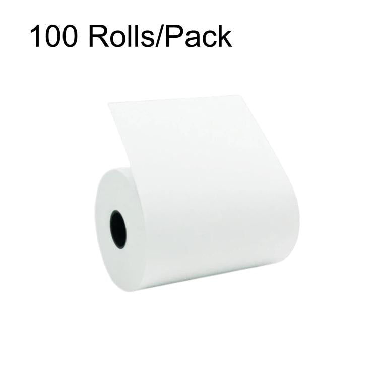 Thermal receipt paper roll, 100 rolls/pack, white roll with paper sheet