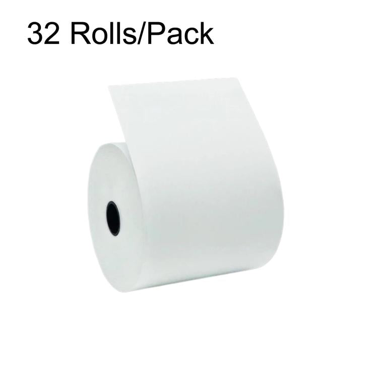 Thermal receipt paper roll, 32 rolls/pack, white roll with paper sheet