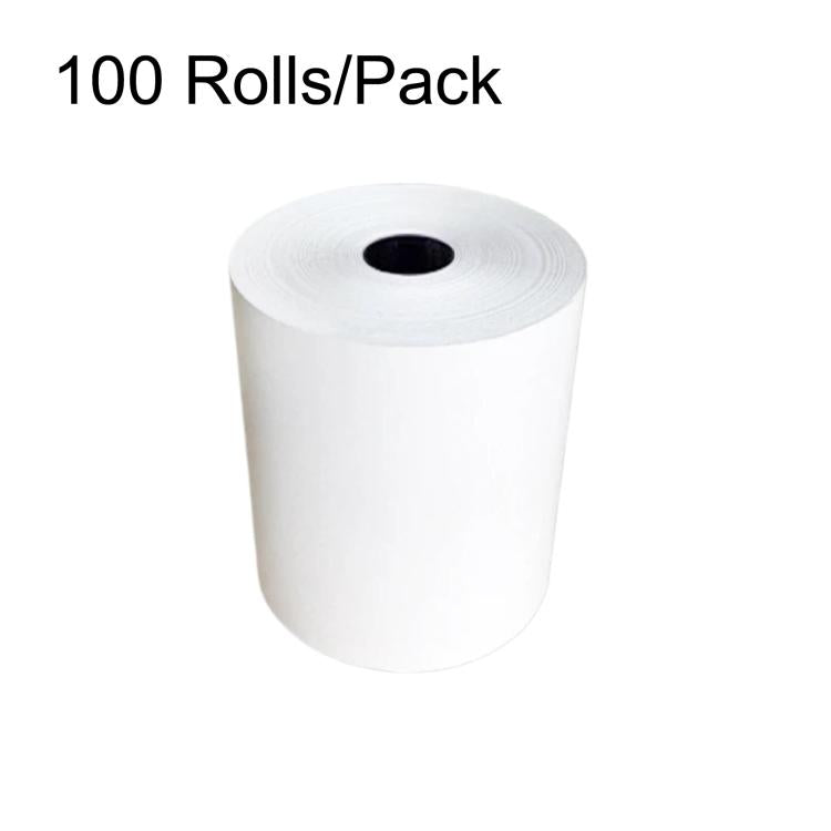 Thermal receipt paper rolls, 100 rolls per pack, white roll on black-core spool