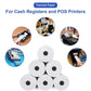 Thermal paper rolls for cash registers, white spools with black core openings