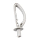 Gray-white rear seat belt guide device, side view with round mounting base.