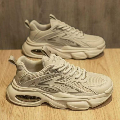 Men Cushioned Breathable Casual Sneakers, Kahki, Black, Beige
