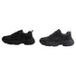 Men's black sneakers, two side views, lace-up with thick rubber outsole