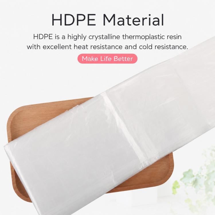 White HDPE disposable bathtub liner cover sheet, folded and ready for use