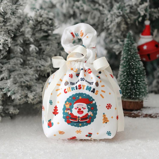 Christmas Gift Bag Fabric Drawstring Pouch with Handle Festive Candy Bag White, Santa Claus - Small, Christmas Sleigh - Small, Santa Claus - Large, Christmas Sleigh - Large, Santa Claus Small + Santa Pendant, House Small + Reindeer Pendant             ...