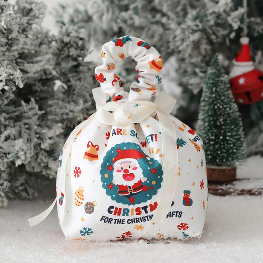 Christmas Gift Bag Fabric Drawstring Pouch with Handle Festive Candy Bag White, Santa Claus - Small, Christmas Sleigh - Small, Santa Claus - Large, Christmas Sleigh - Large, Santa Claus Small + Santa Pendant, House Small + Reindeer Pendant             ...