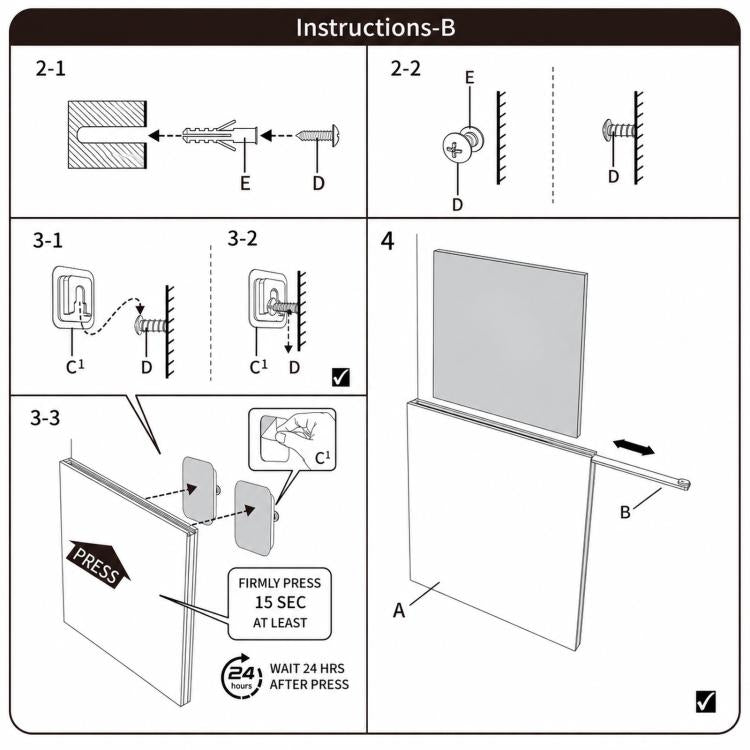 Installation instructions, part B, for clear acrylic 7-inch vinyl wall mount case
