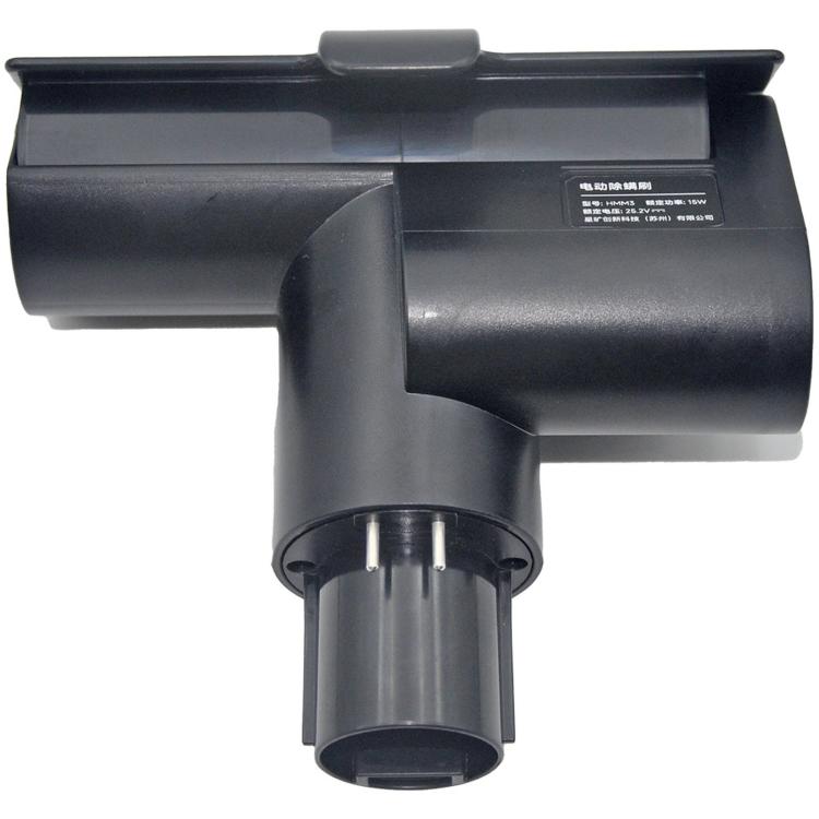 Black mite brush head attachment with two metal pins and wide nozzle